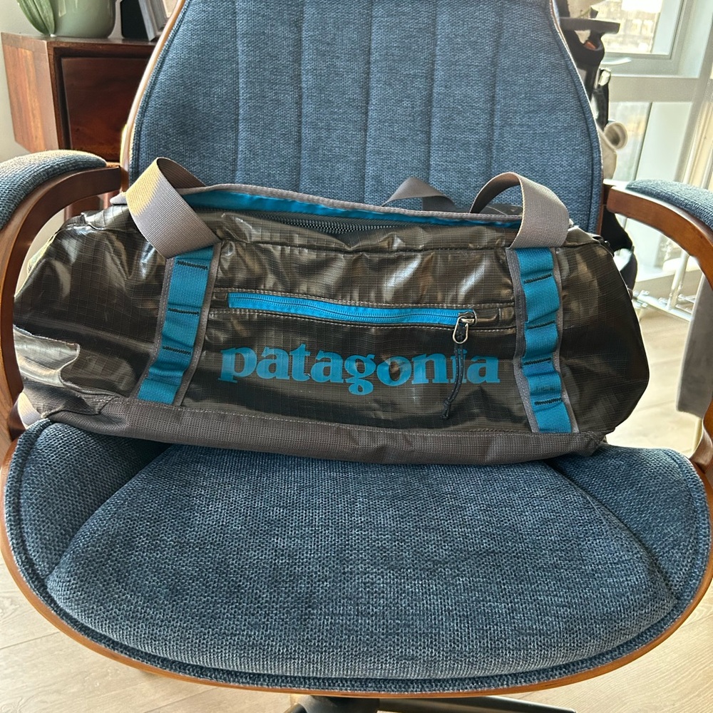 Patagonia Black and Blue Duffel Bag for Adventurers